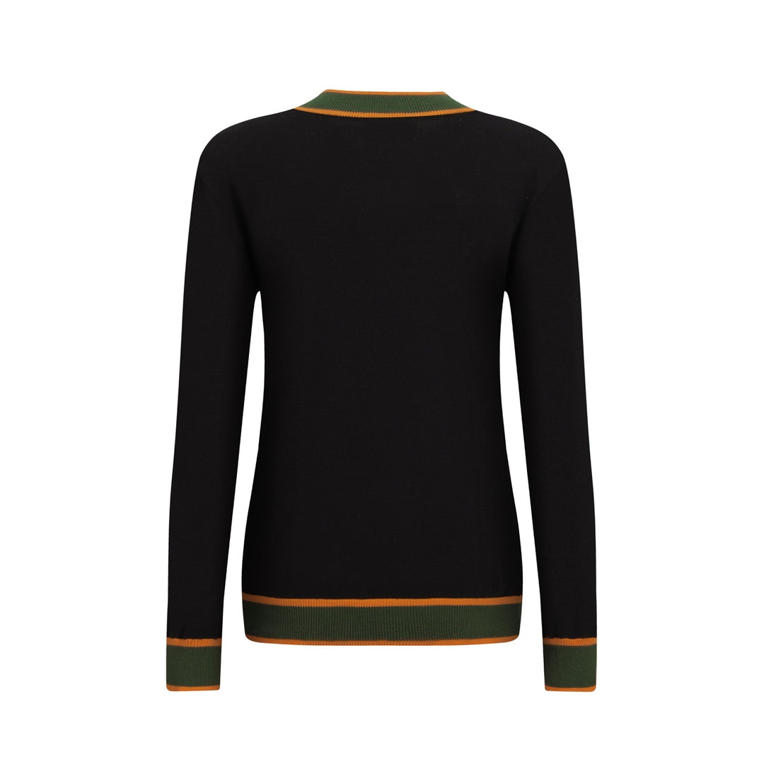 Women's black striped vintage fashion street knit Polo Shirt