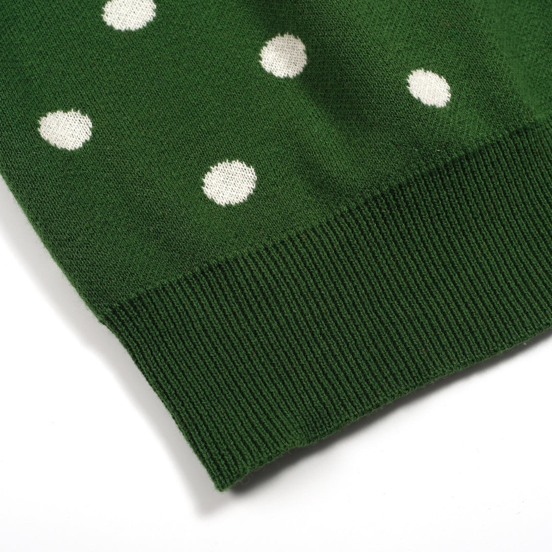 Women's Green Cat Ancient Tune Art Round Neck Knitwear