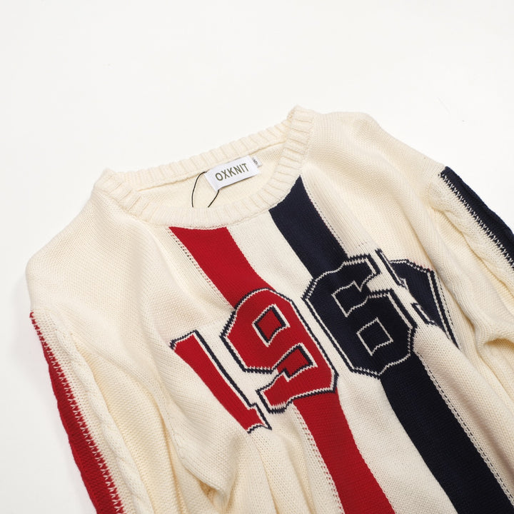 Men's white apricot 1969 jacquard vintage knitwear