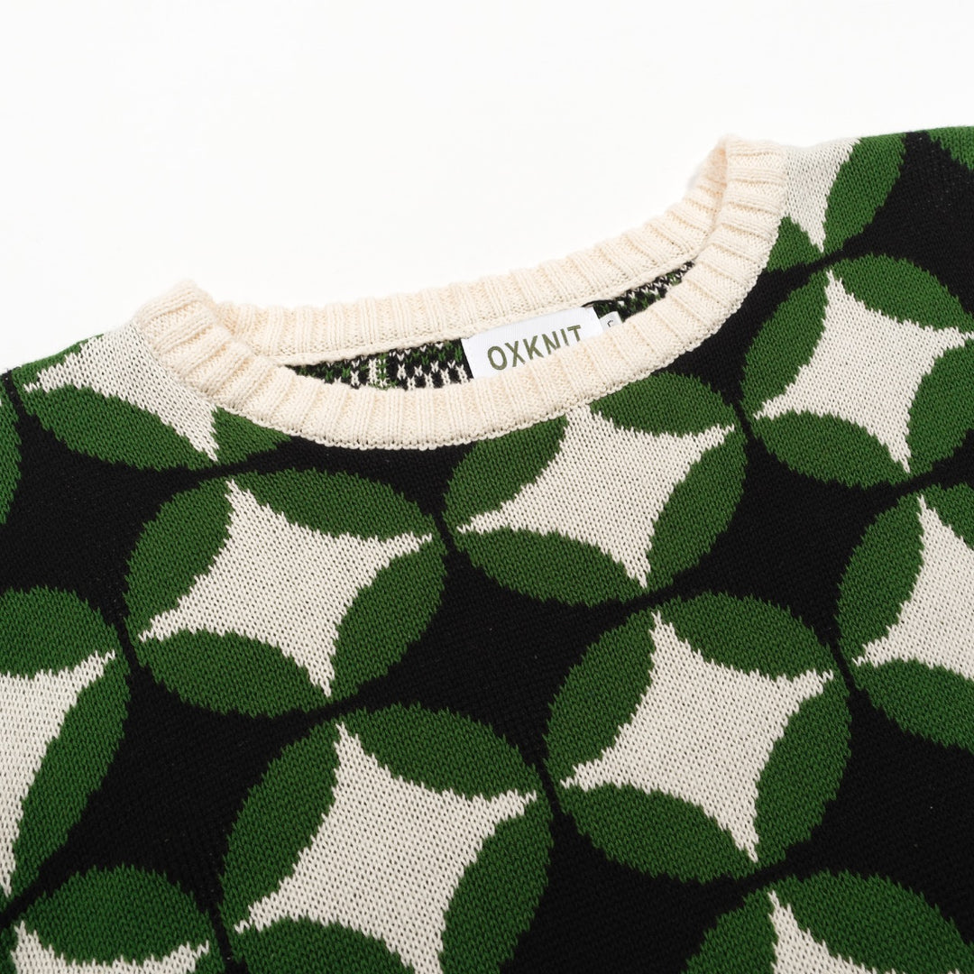 Men's green vintage period pattern jacquard knitwear