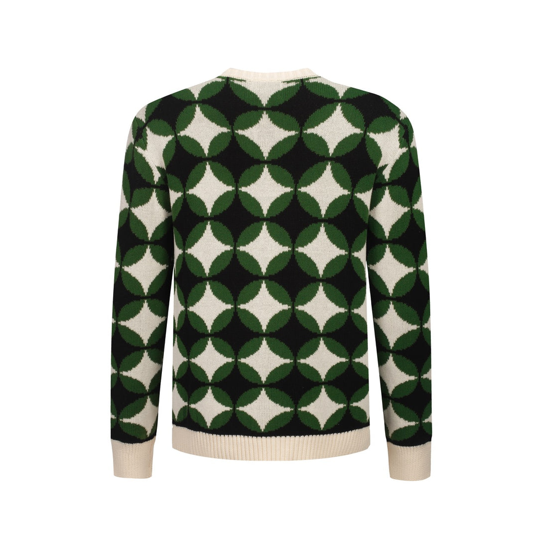 Men's green vintage period pattern jacquard knitwear