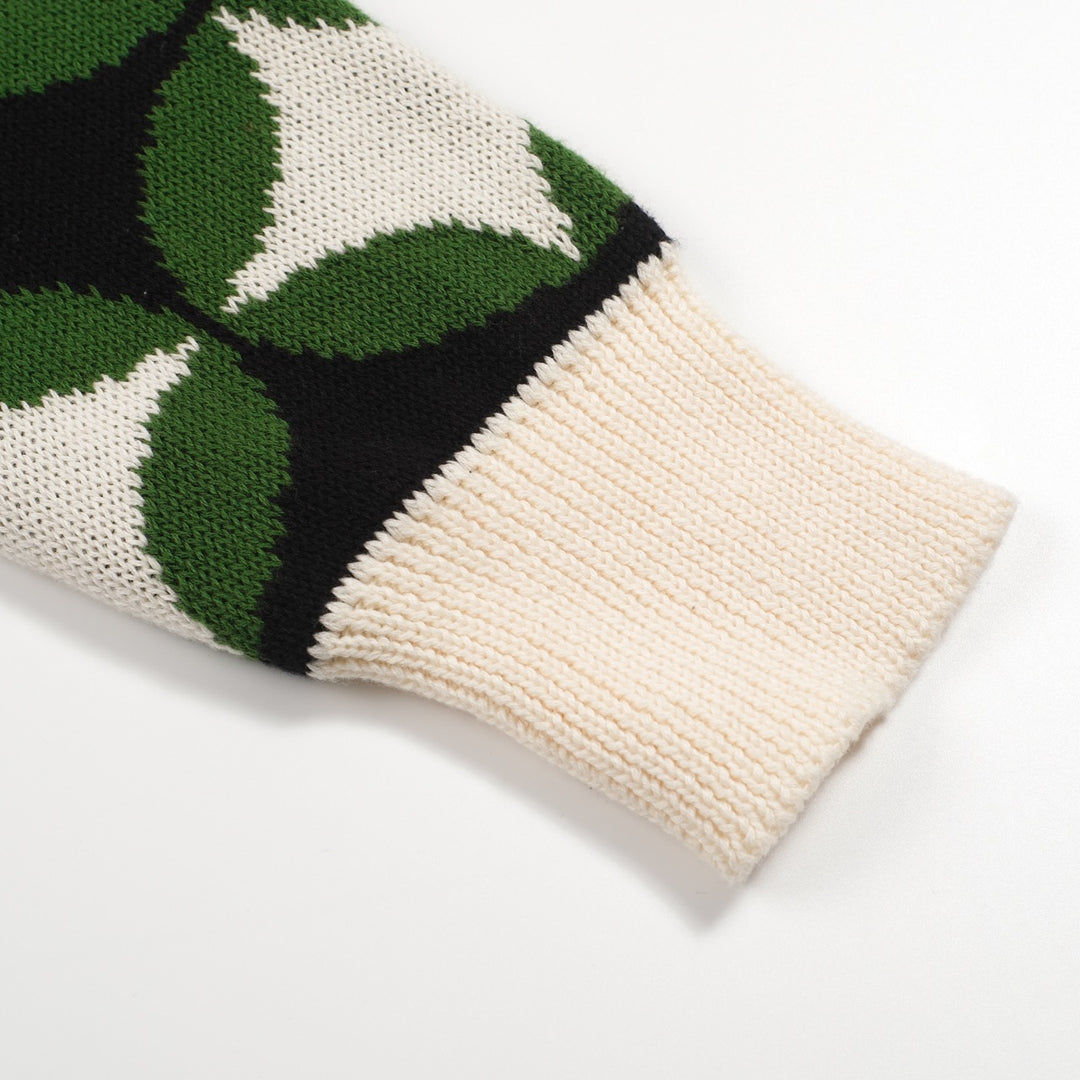 Men's green vintage period pattern jacquard knitwear