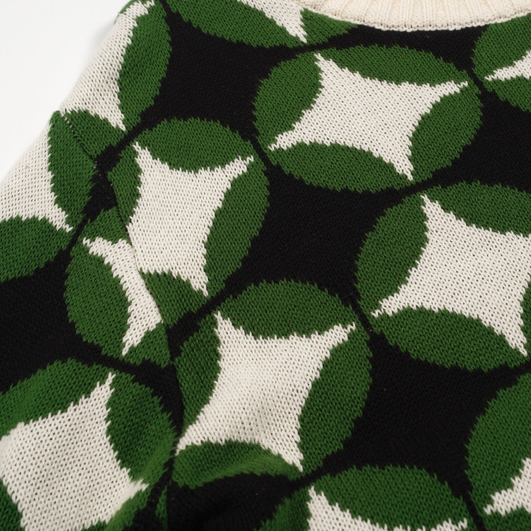 Men's green vintage period pattern jacquard knitwear