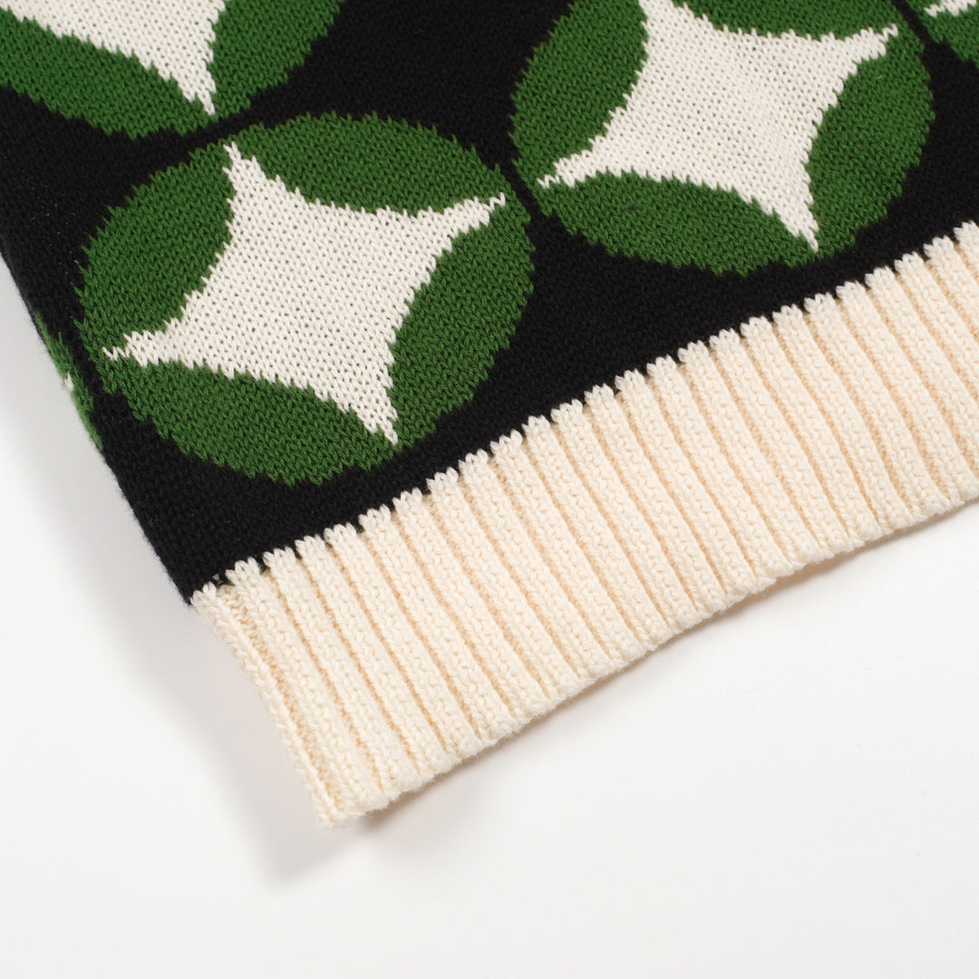 Men's green vintage period pattern jacquard knitwear