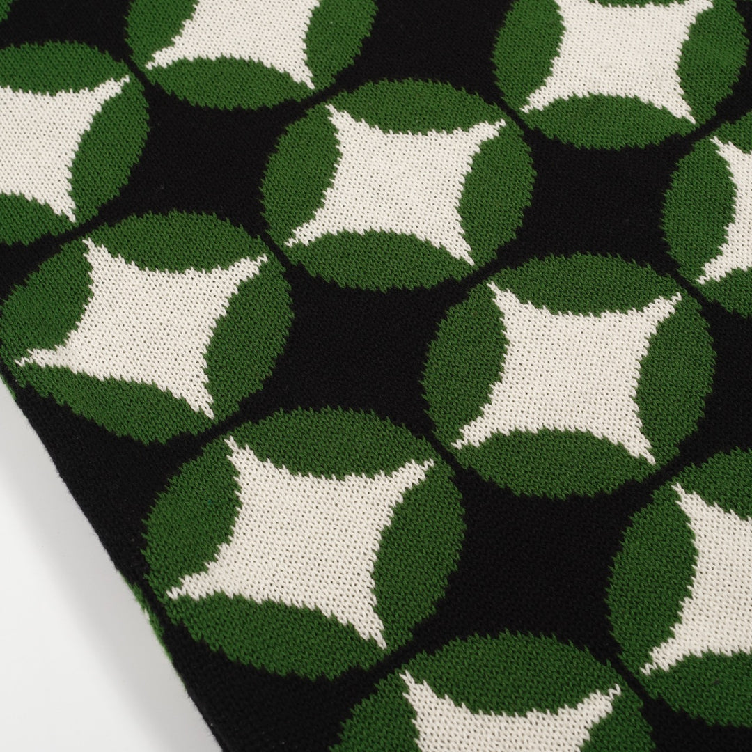 Men's green vintage period pattern jacquard knitwear