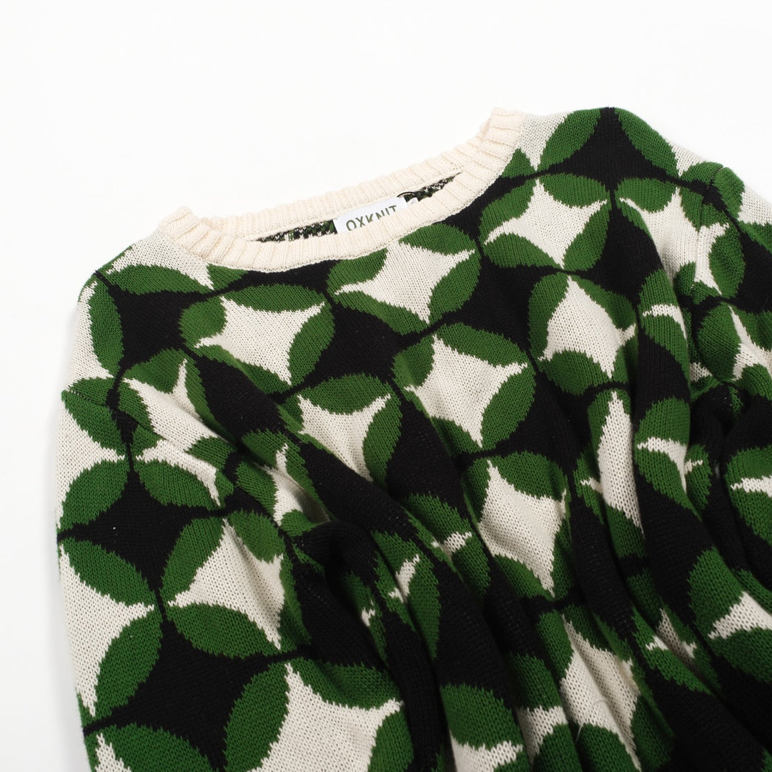 Men's green vintage period pattern jacquard knitwear