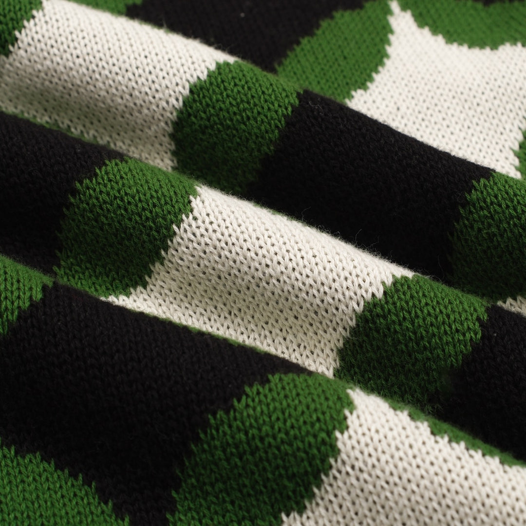 Men's green vintage period pattern jacquard knitwear