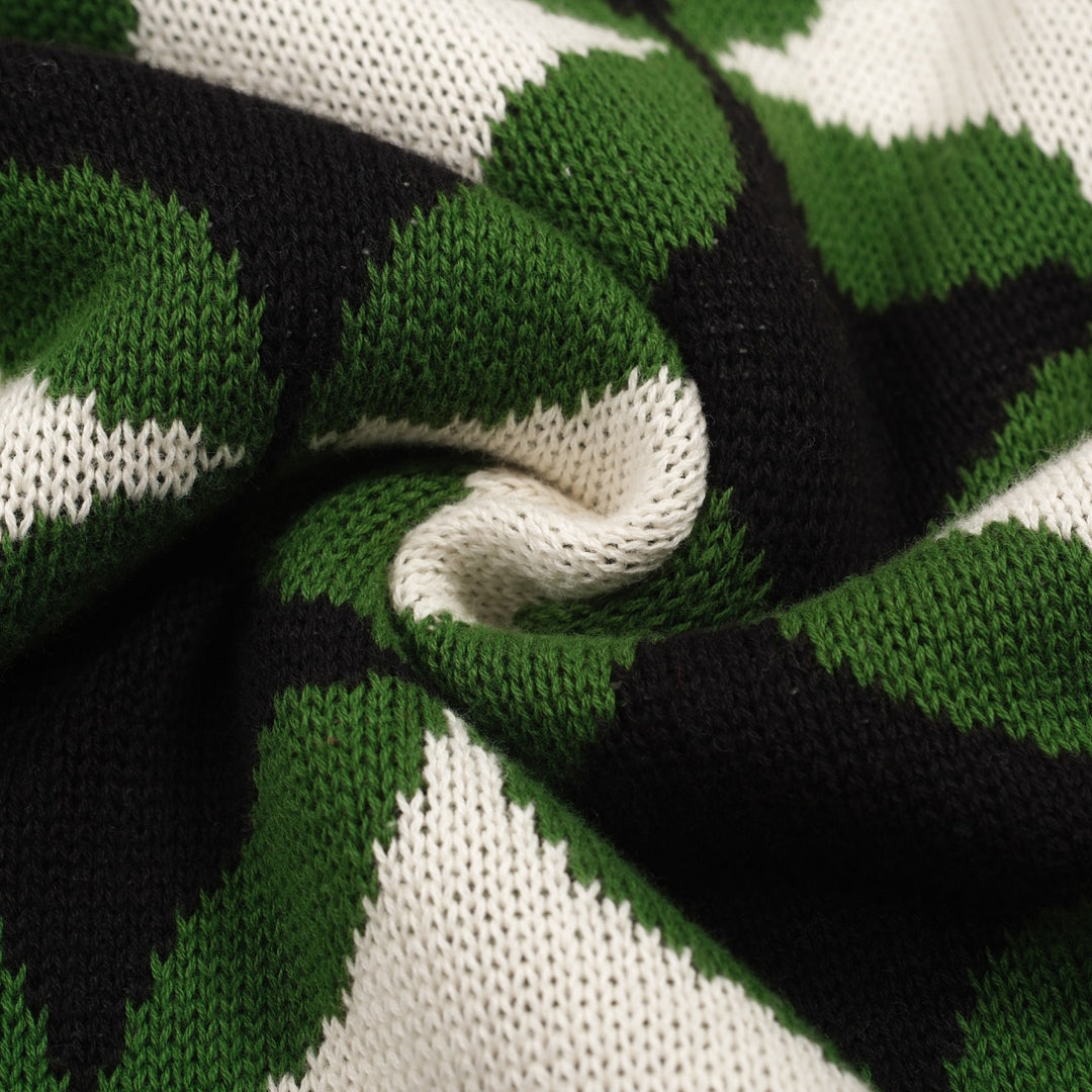 Men's green vintage period pattern jacquard knitwear