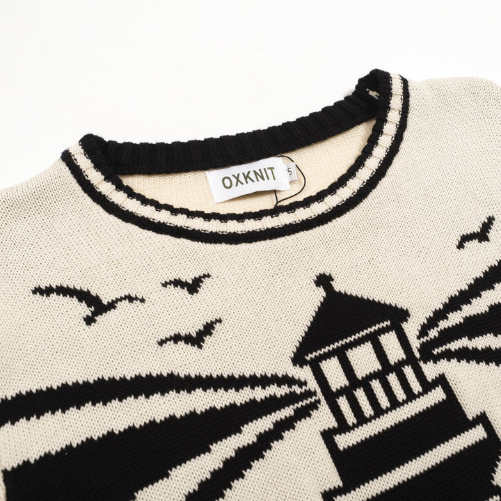 Men's black vintage pattern jacquard knitwear