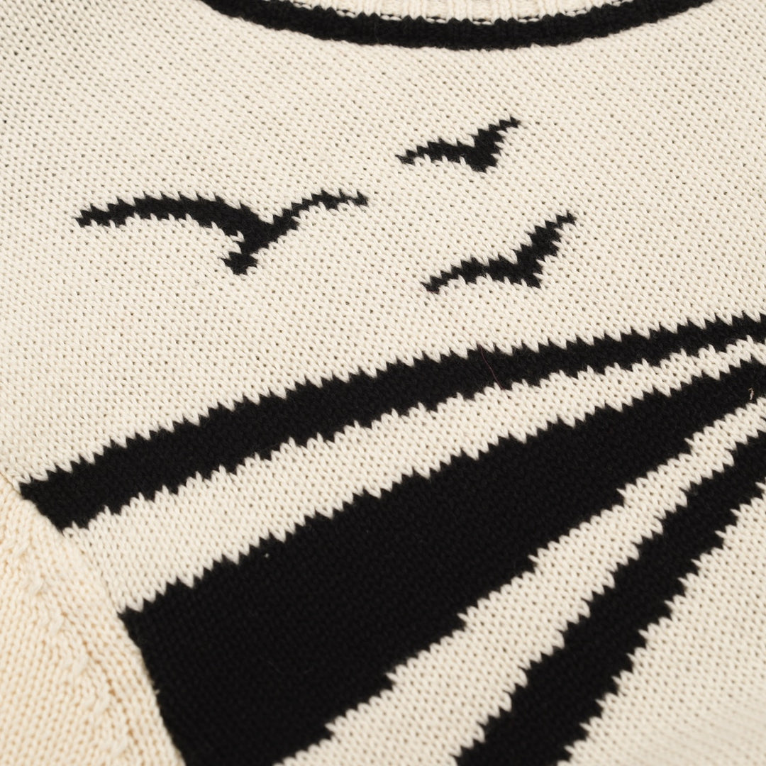 Men's black vintage pattern jacquard knitwear