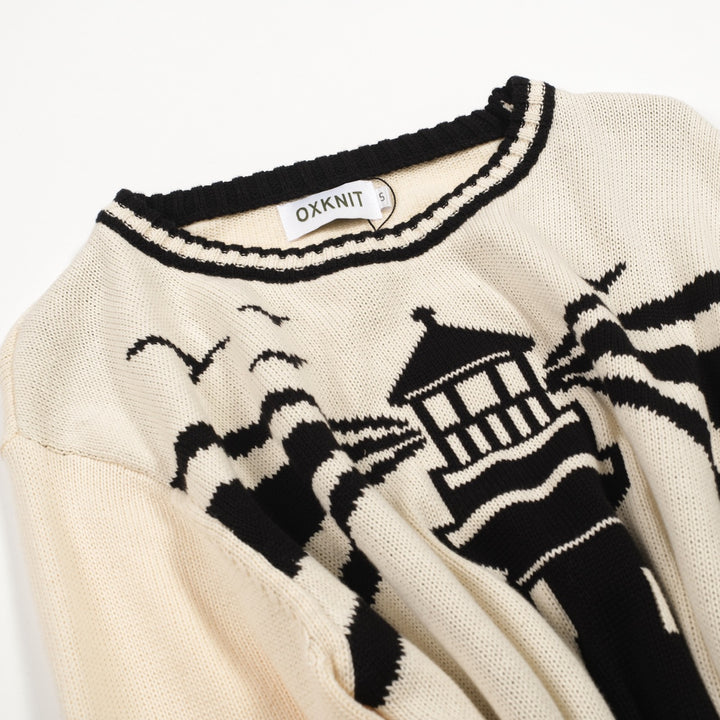 Men's black vintage pattern jacquard knitwear