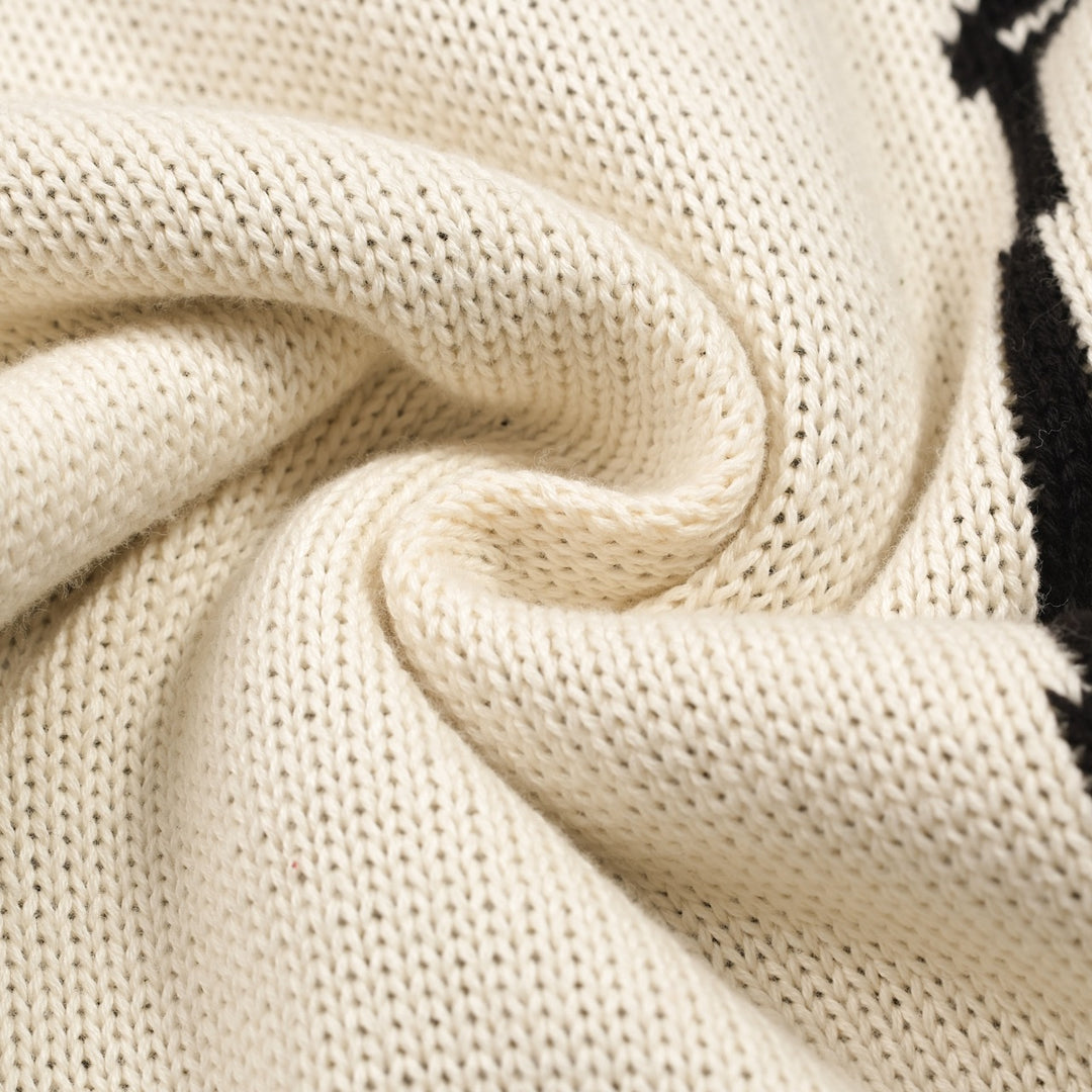 Men's black vintage pattern jacquard knitwear