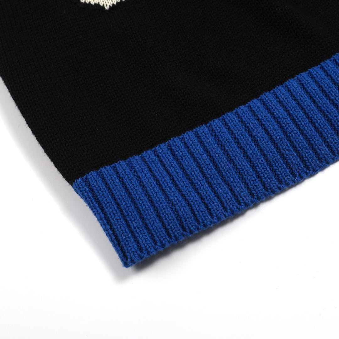 Mens black Shark vintage print jacquard knitwear