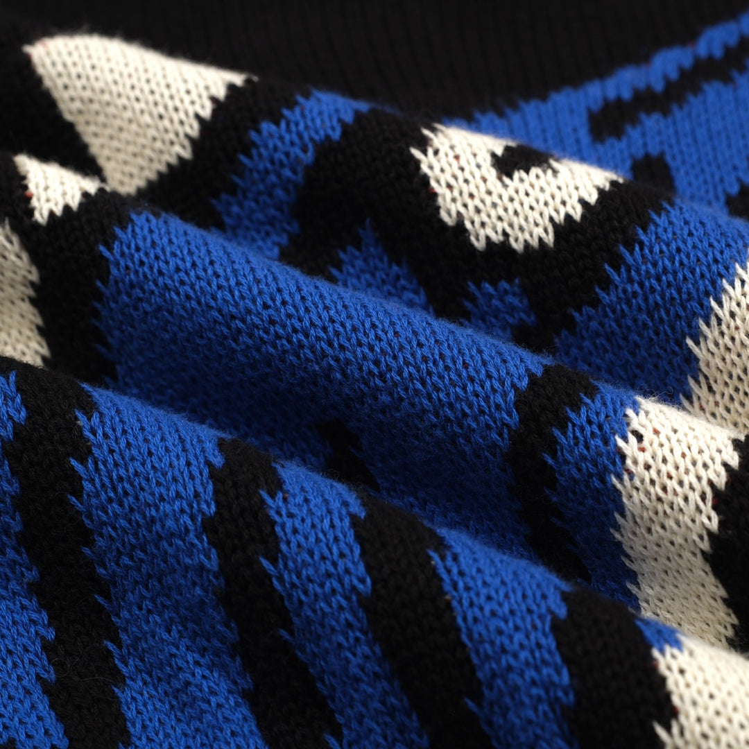 Mens black Shark vintage print jacquard knitwear