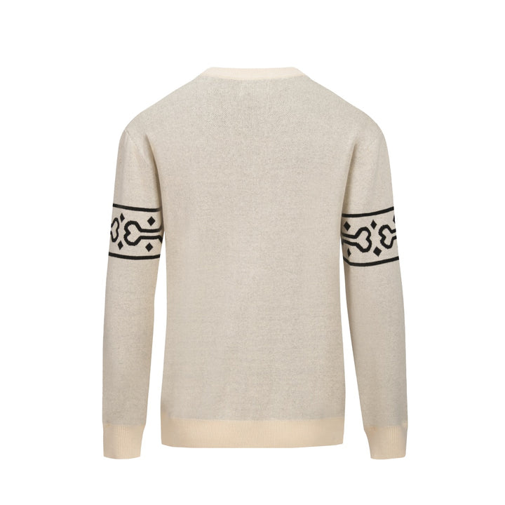 Herre abrikos hvalp design jacquard V-hals strik