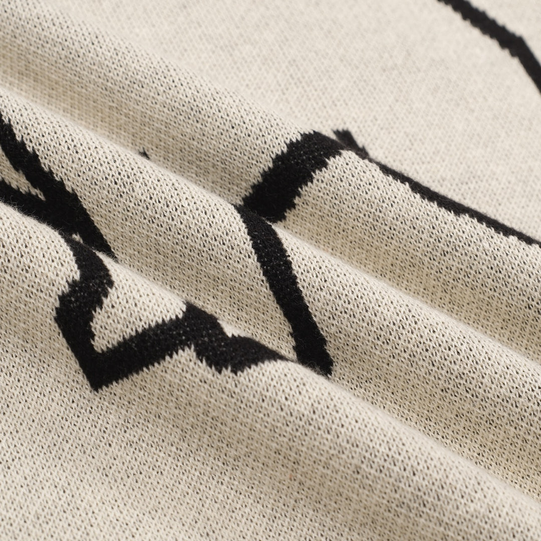 Herre abrikos hvalp design jacquard V-hals strik