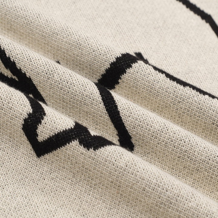 Herre abrikos hvalp design jacquard V-hals strik