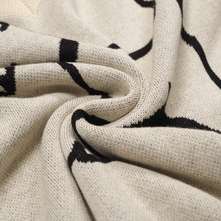 Herre abrikos hvalp design jacquard V-hals strik