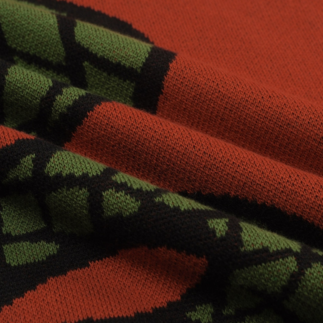 Maglieria uomo scollo a V jacquard serpente arancione