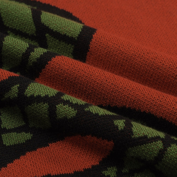 Maglieria uomo scollo a V jacquard serpente arancione