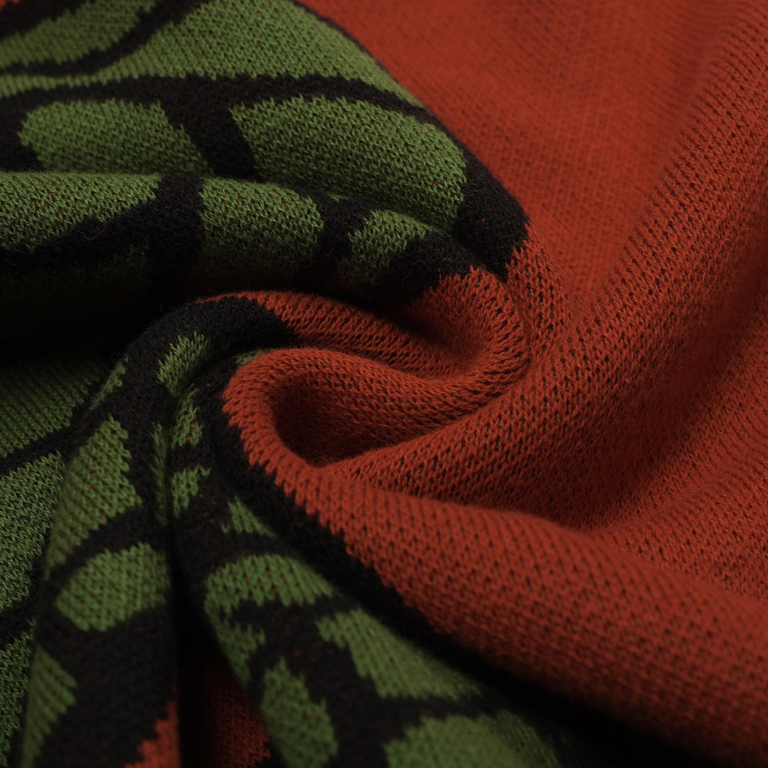 Maglieria uomo scollo a V jacquard serpente arancione