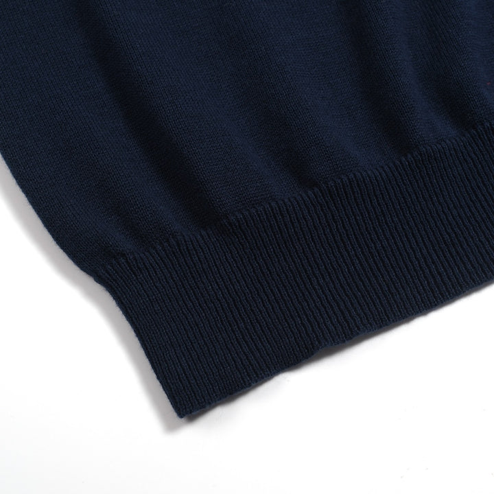 Kvinders mørkeblå broderede bobleærmer strik