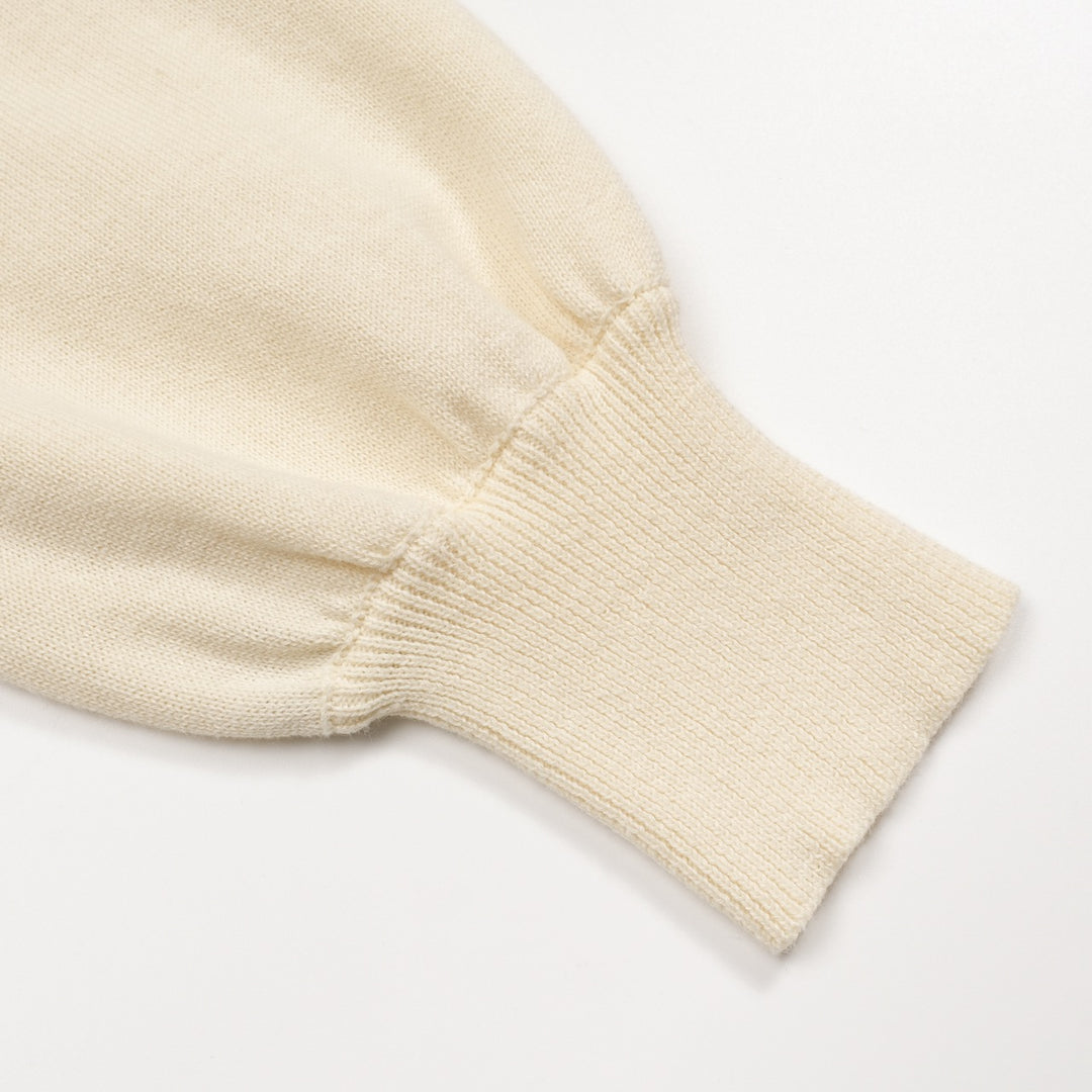 Women's white apricot cheetah embroidered bubble sleeve knitwear