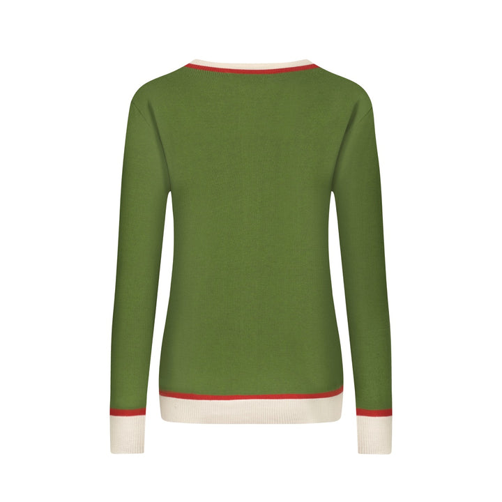 Kvinders grøn fuglebroderet strikcardigan