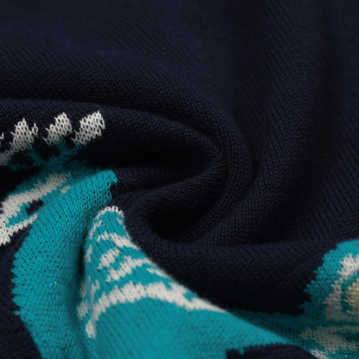 Mørkeblå påfuglstrikket cardigan til kvinder