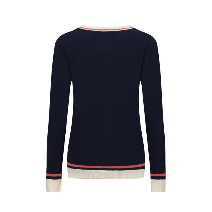 Mørkeblå påfuglstrikket cardigan til kvinder