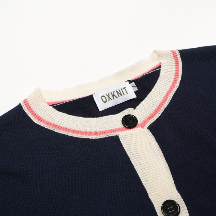 Mørkeblå påfuglstrikket cardigan til kvinder