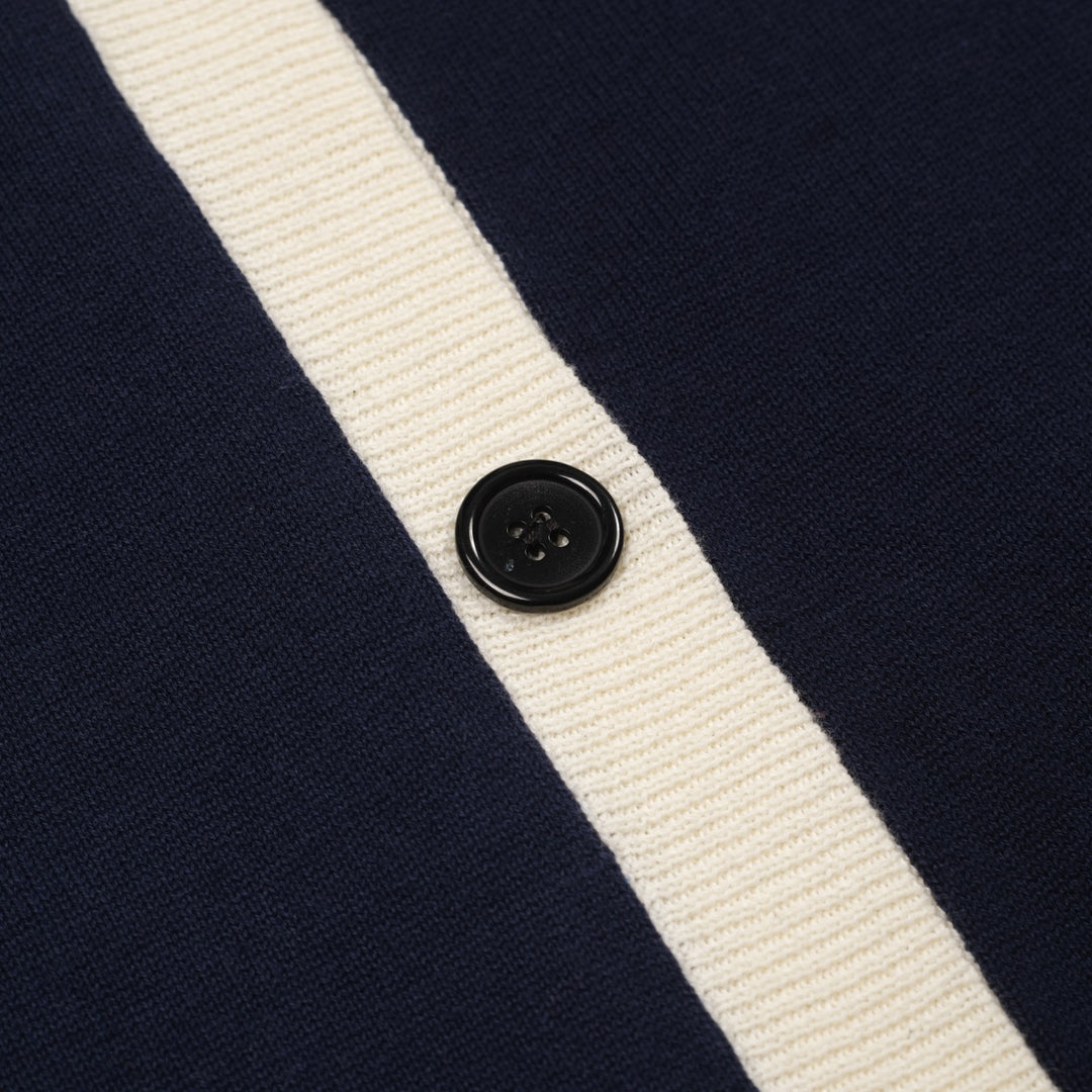 Mørkeblå påfuglstrikket cardigan til kvinder