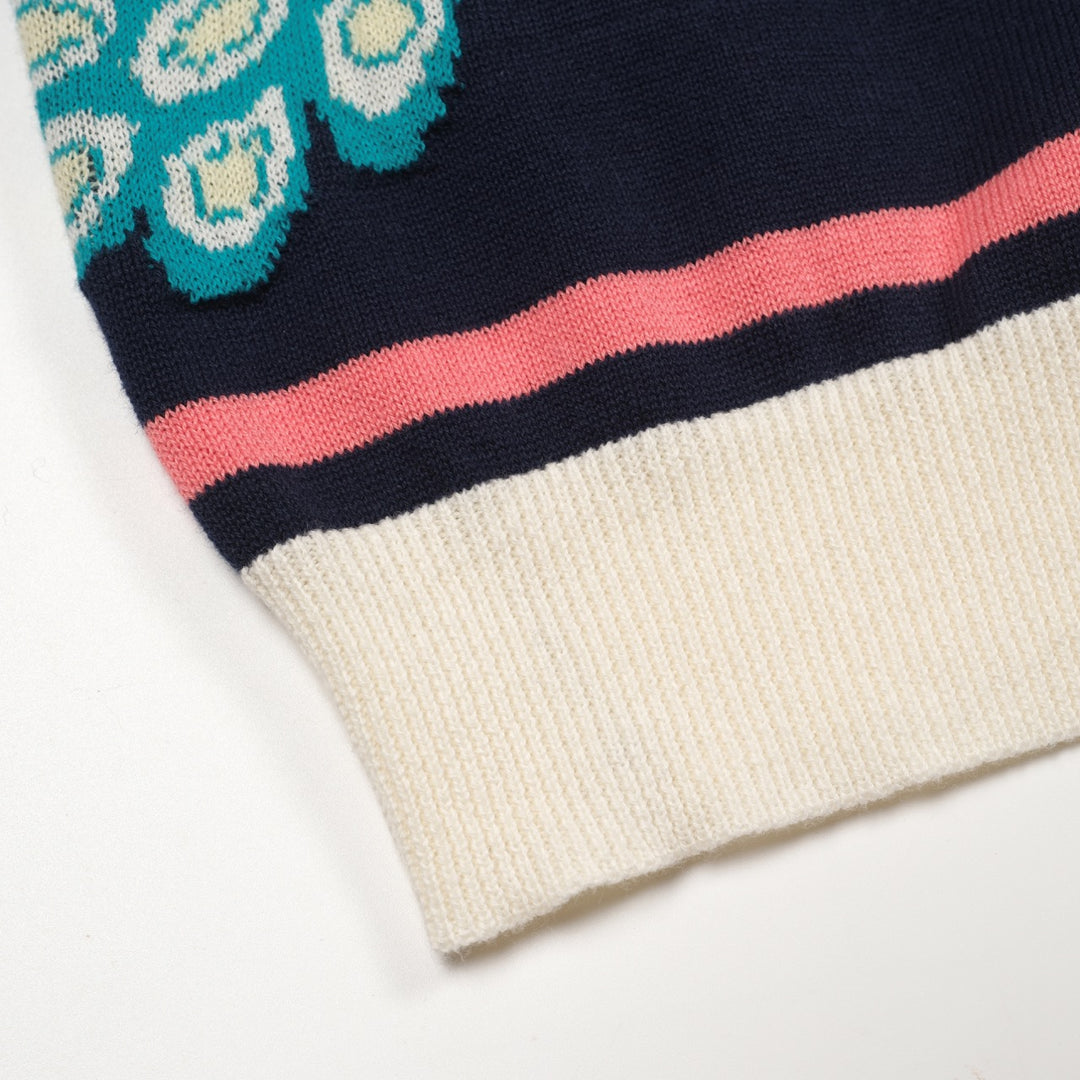 Mørkeblå påfuglstrikket cardigan til kvinder