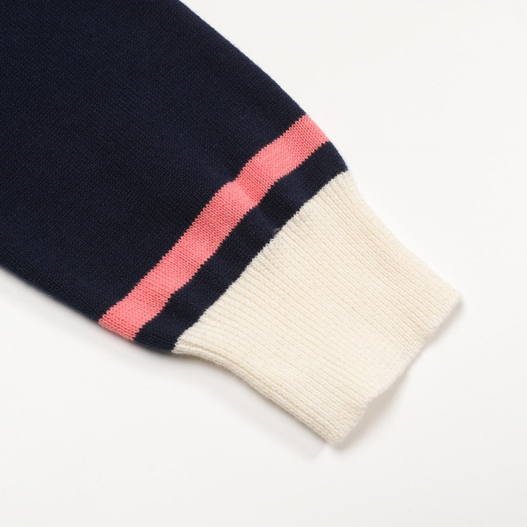 Mørkeblå påfuglstrikket cardigan til kvinder