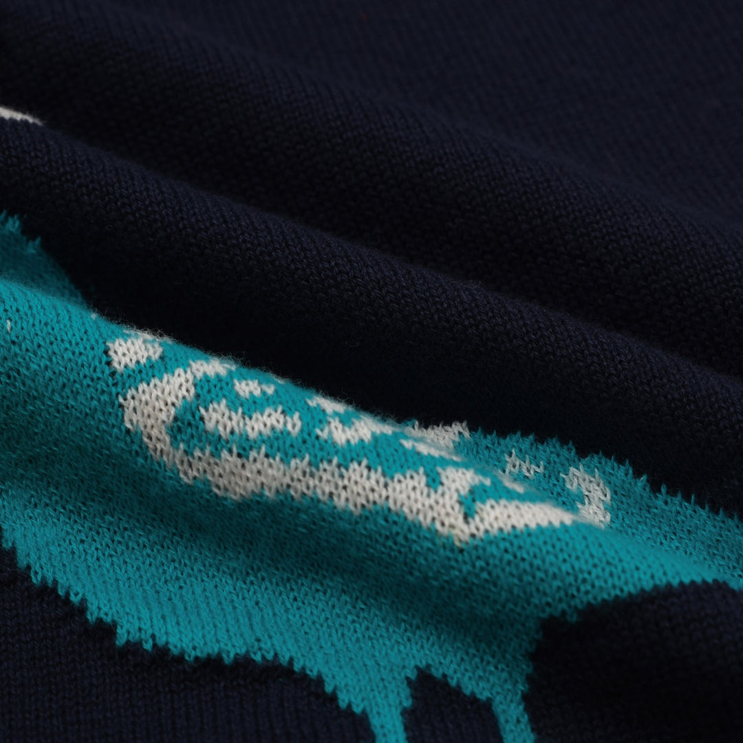 Mørkeblå påfuglstrikket cardigan til kvinder