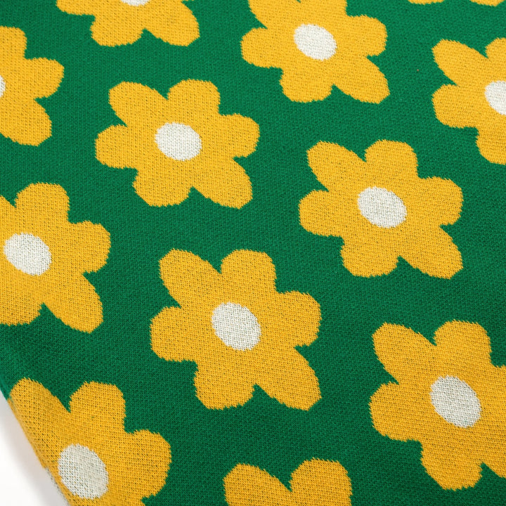 Jupe femme en maille jacquard college fleurie verte