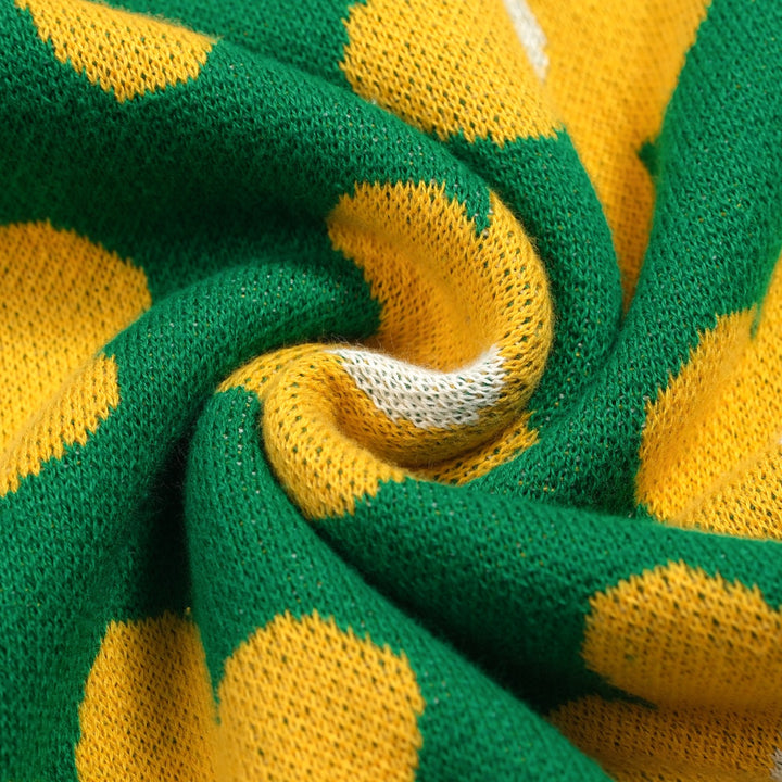 Jupe femme en maille jacquard college fleurie verte