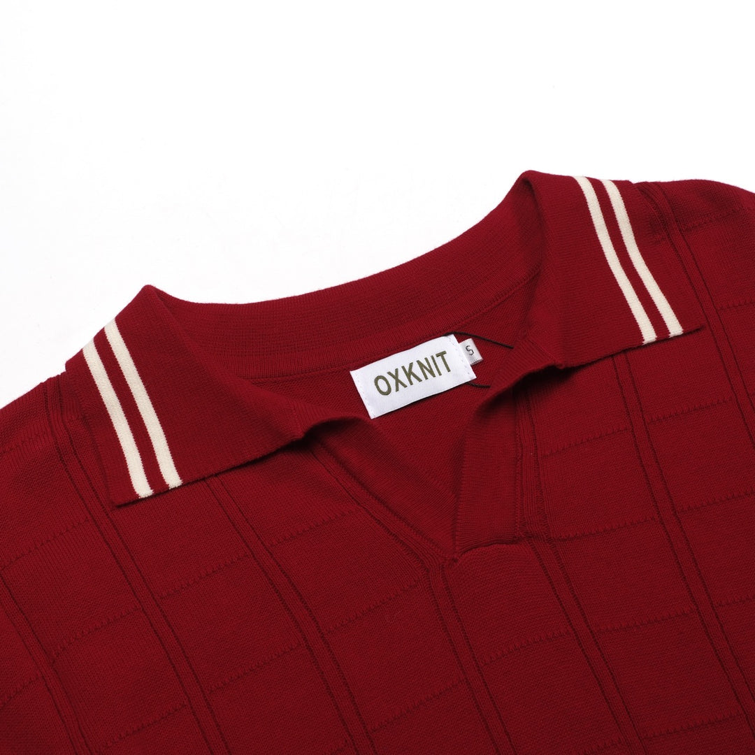Polo da uomo in maglia jacquard classica a righe rosse