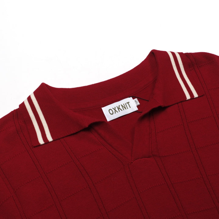 Polo da uomo in maglia jacquard classica a righe rosse