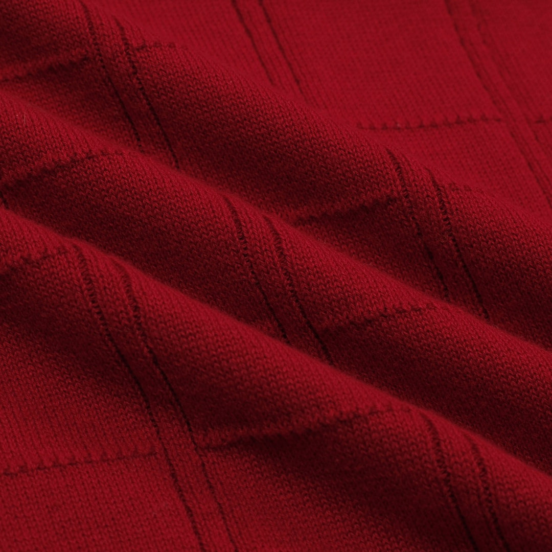Polo da uomo in maglia jacquard classica a righe rosse