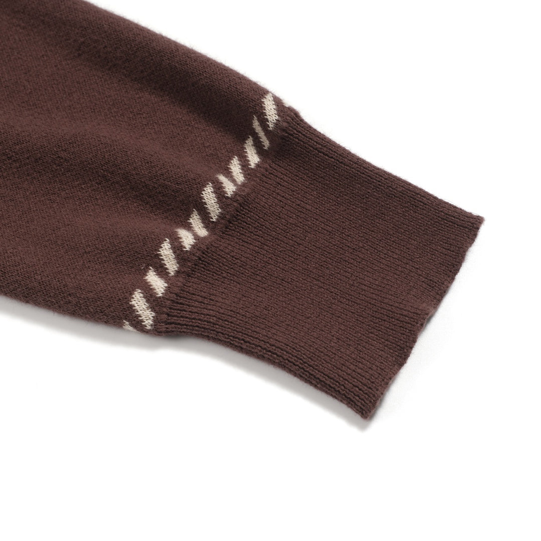 Braunes klassisches kariertes Strick-Poloshirt für Herren