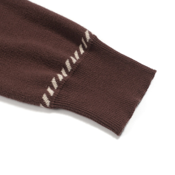 Braunes klassisches kariertes Strick-Poloshirt für Herren