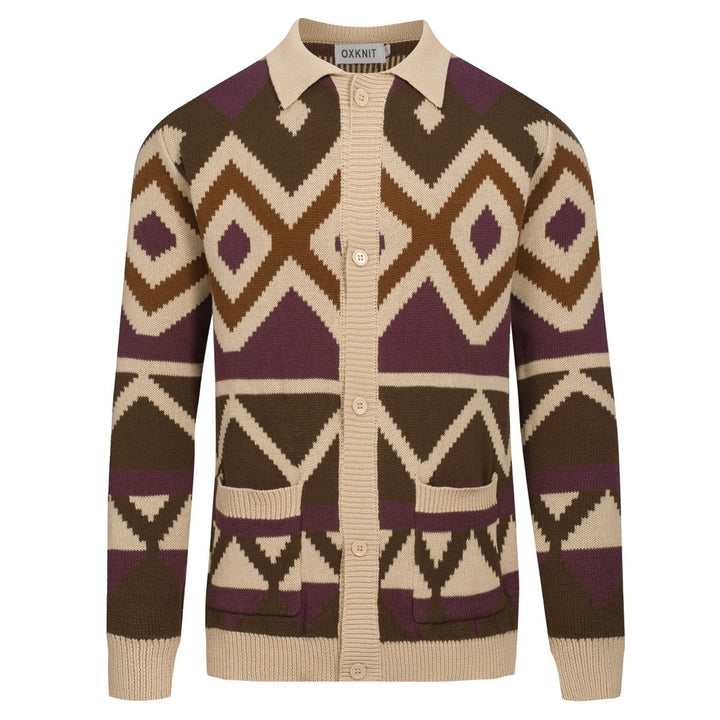 Trendiger Street-Jacquard-Cardigan für Herren in Khaki