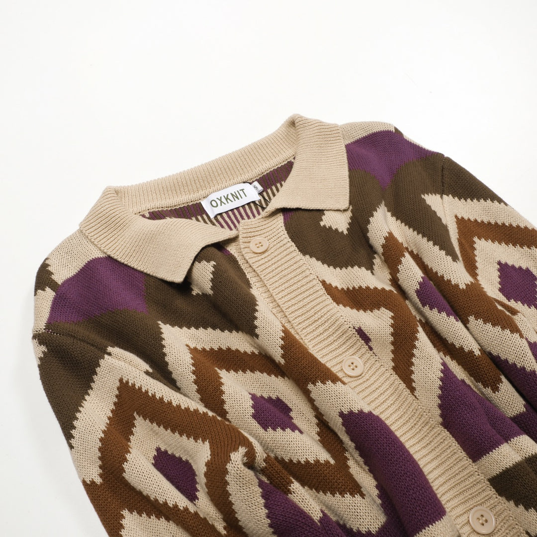 Trendiger Street-Jacquard-Cardigan für Herren in Khaki