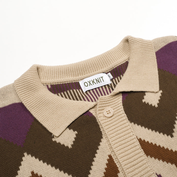 Trendiger Street-Jacquard-Cardigan für Herren in Khaki