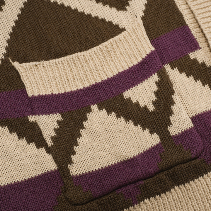 Trendiger Street-Jacquard-Cardigan für Herren in Khaki