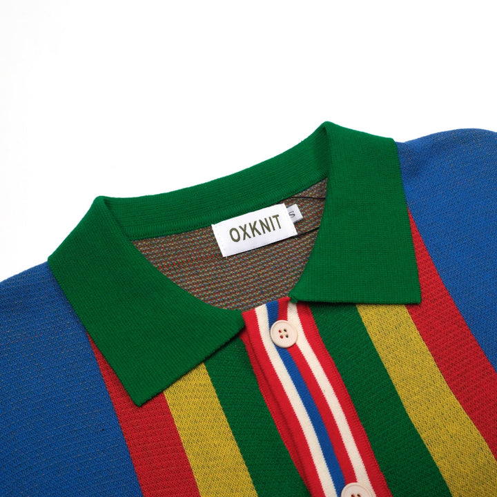 Blauer Art-Retro-Streifen-Klassiker-Jacquard-Cardigan für Herren