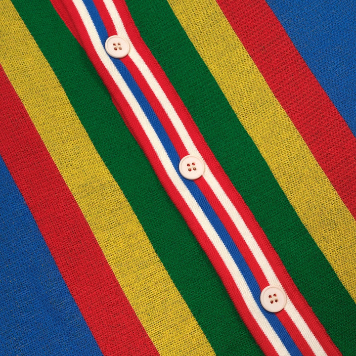 Blauer Art-Retro-Streifen-Klassiker-Jacquard-Cardigan für Herren