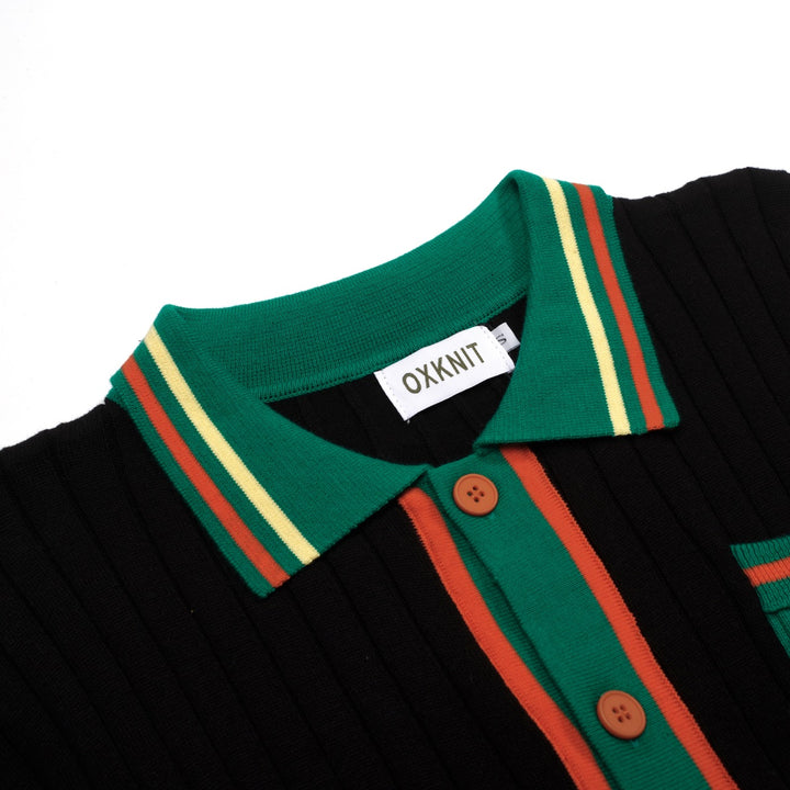 Men's black vintage classic jacquard cardigan