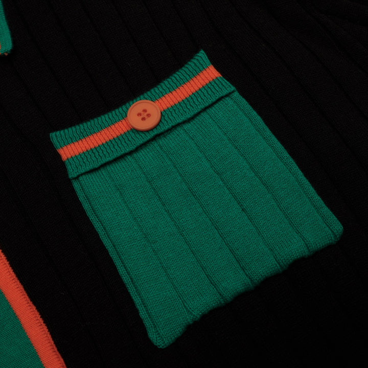 Men's black vintage classic jacquard cardigan